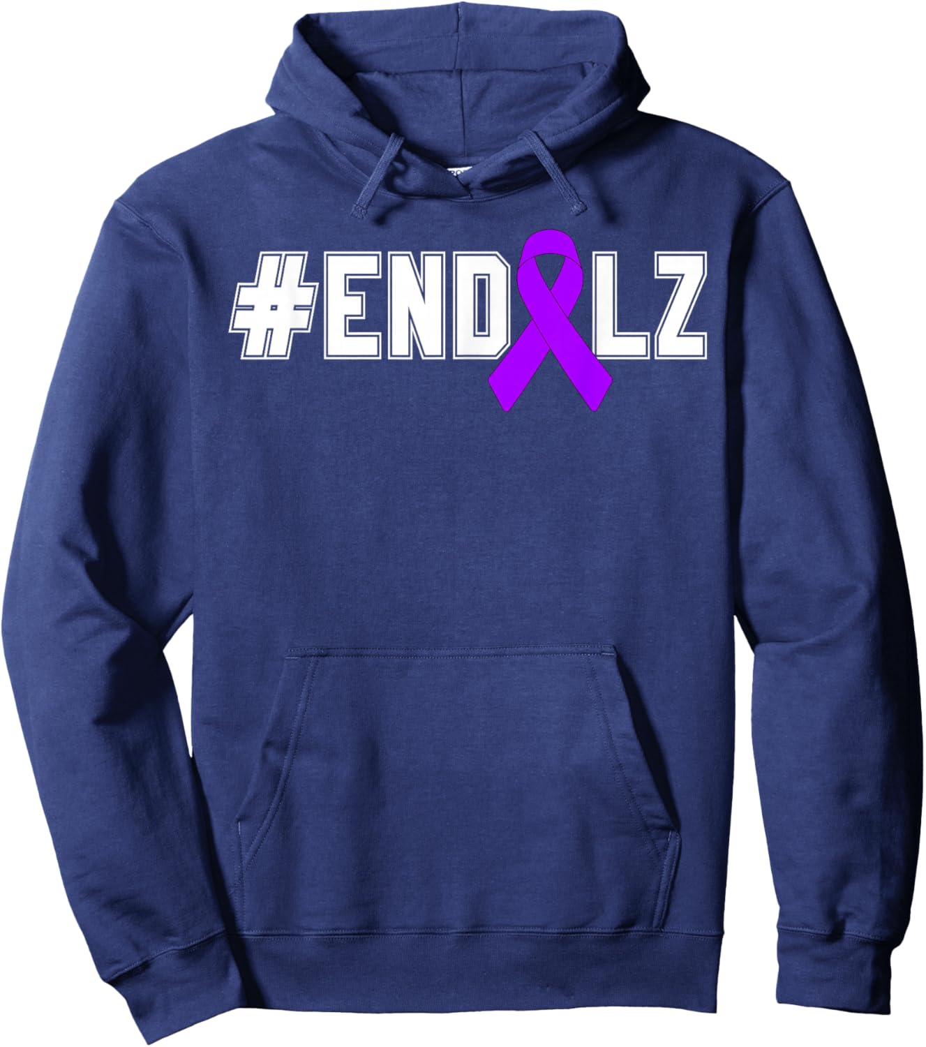 End Alz Purple Ribbon Alzheimer's Awareness Month Warrior Hoodie - Hoodie | Navy