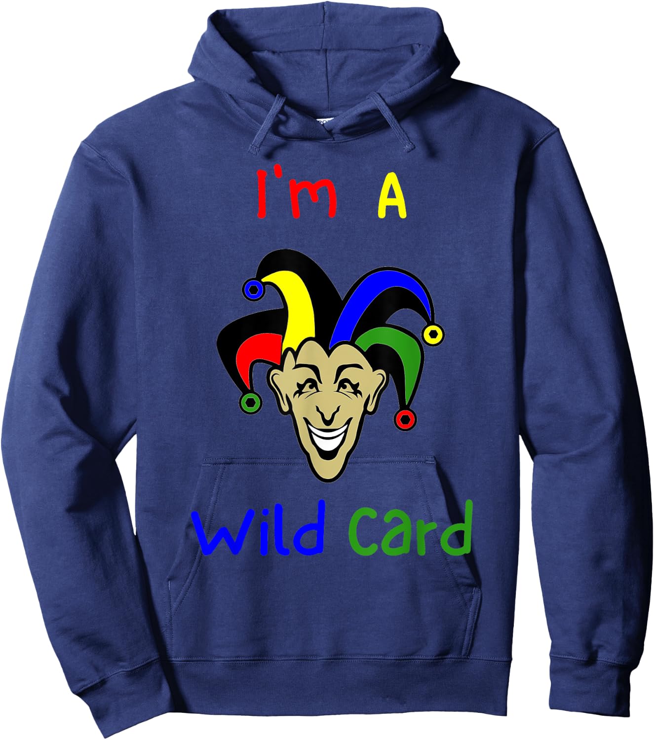 Joker - Wild Card - Funny Expression- Clown Face - Colorful Hoodie - Hoodie | Navy