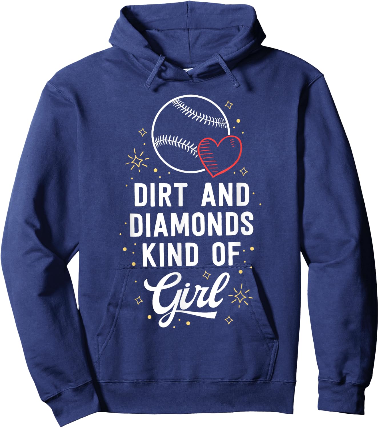 Baseball shirt for girls Dirt and Diamonds Kind of Girl Hoodie - Hoodie | Navy
