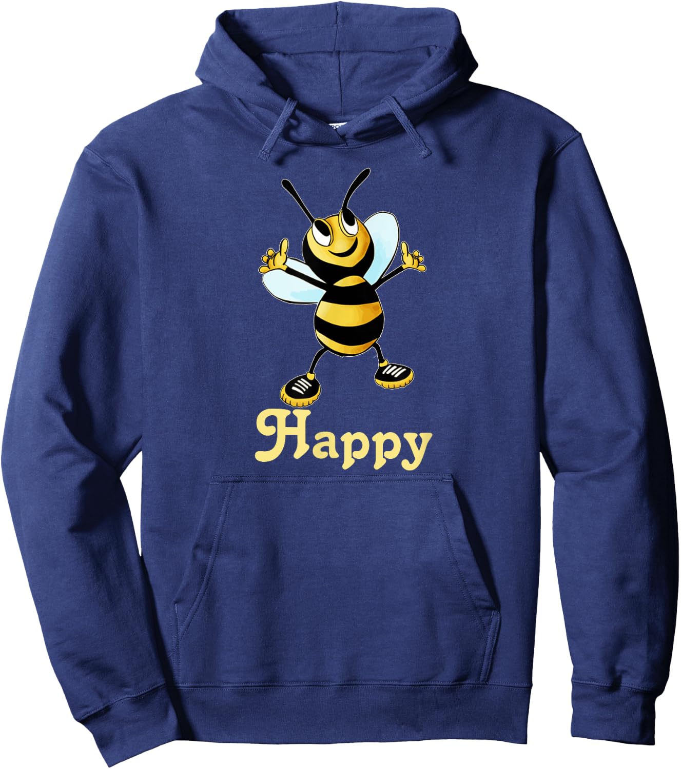 Be Happy. smiling honey bee, bumblebee, positive message Hoodie - Hoodie | Navy