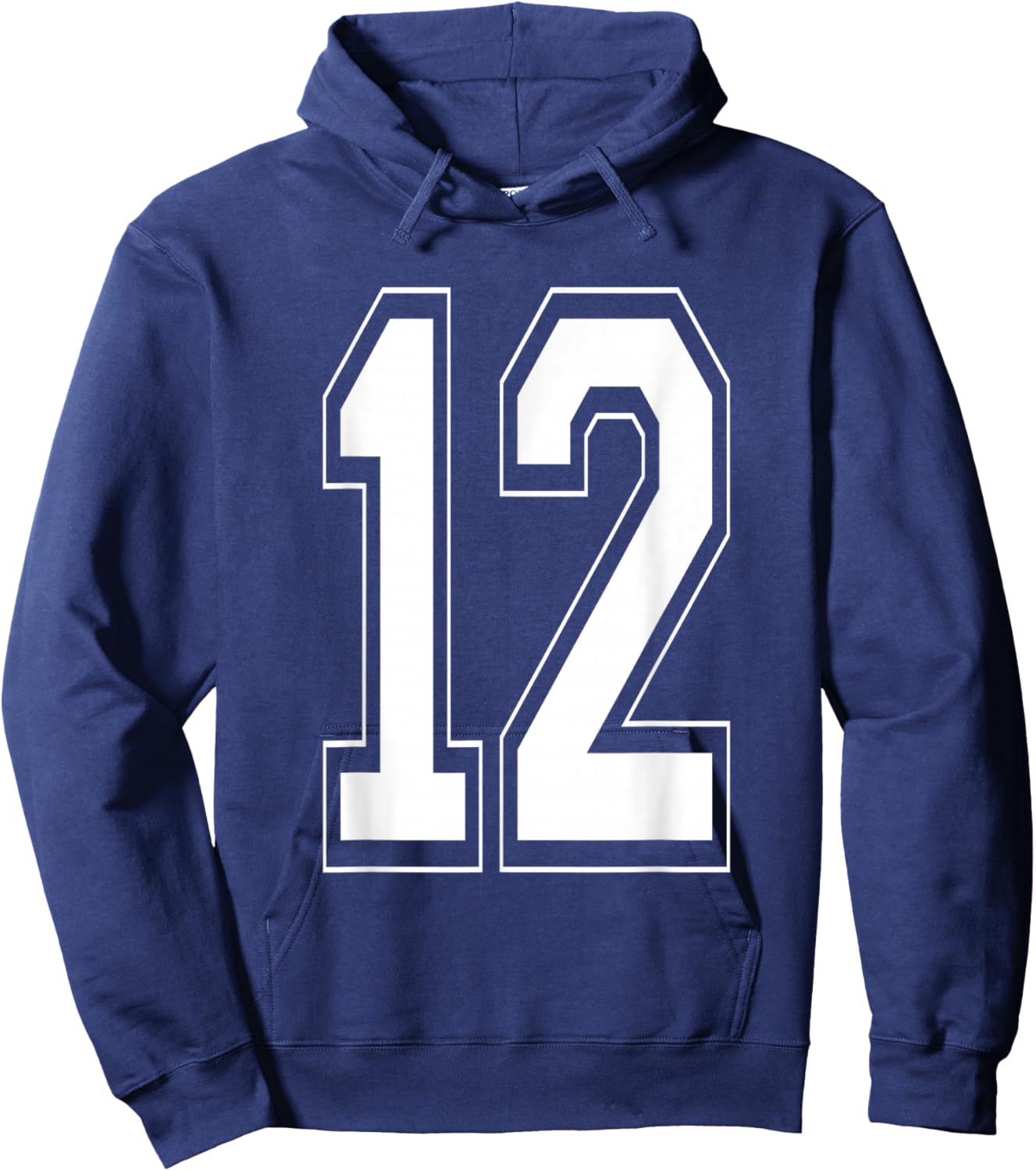 Number 12 Baseball Football Soccer Numbered Jersey Hoodie - Hoodie | Navy