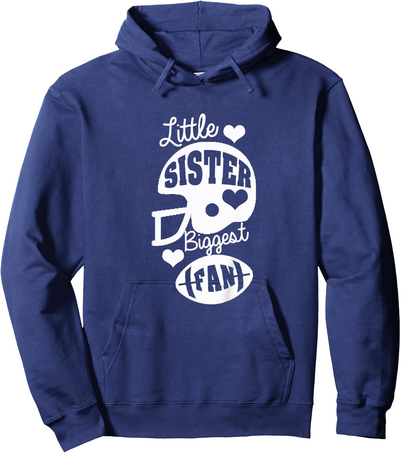 Little Sister Football Shirt Little Sister Biggest Fan Shirt Hoodie - Hoodie | Navy