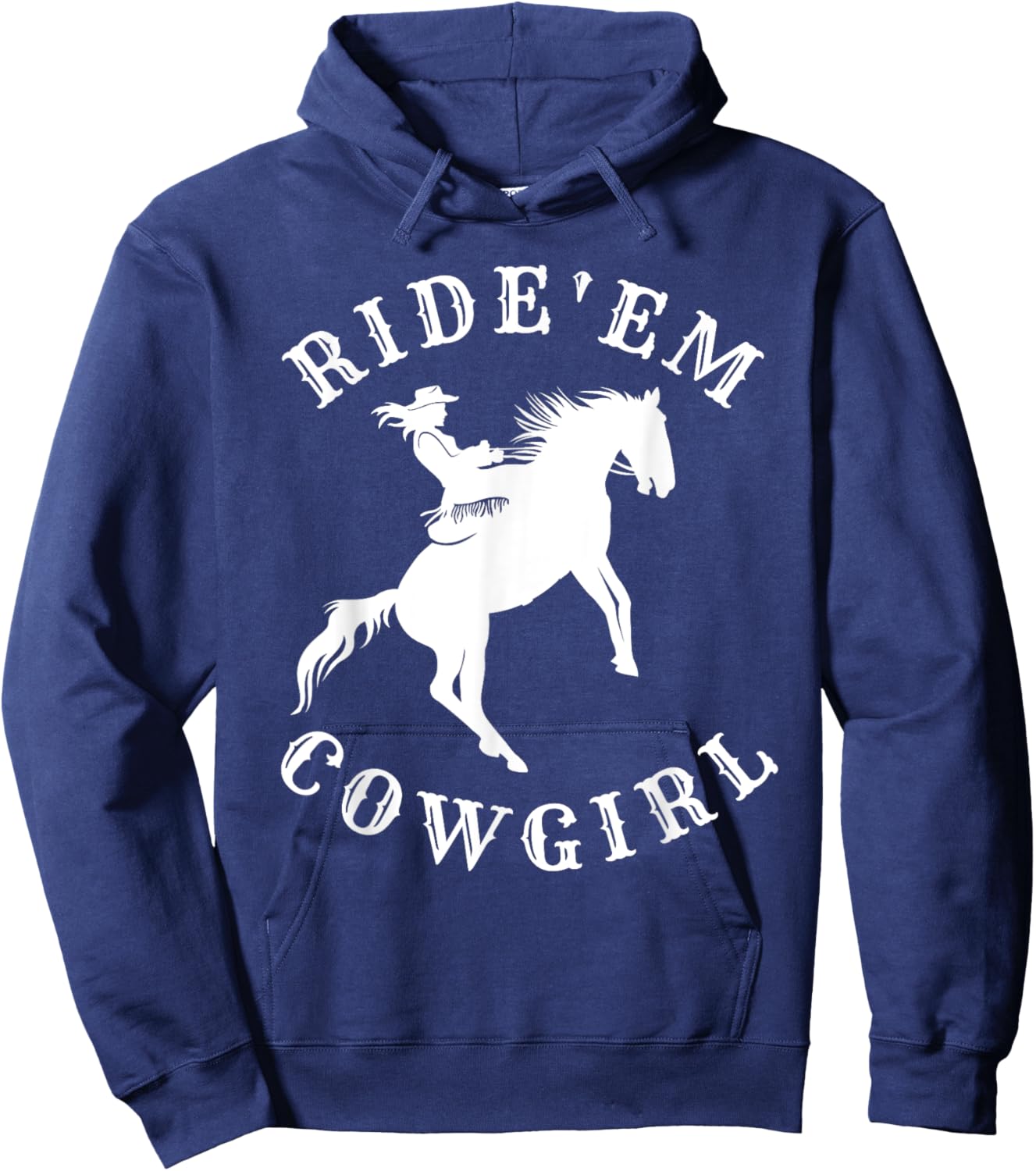 Western Ride'em Cowgirl Retro Vintage counrty arch Hoodie - Hoodie | Navy