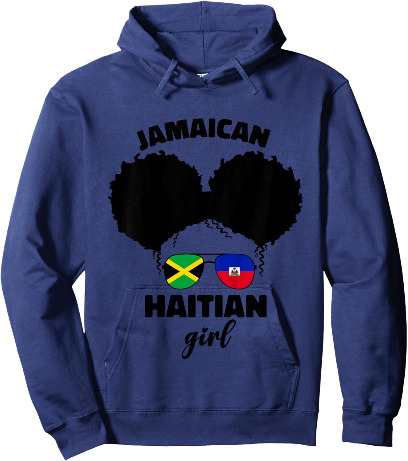 Half Jamaican Haitian Jamaica Flag Haiti Afro Kids Girls Hoodie - Hoodie | Navy