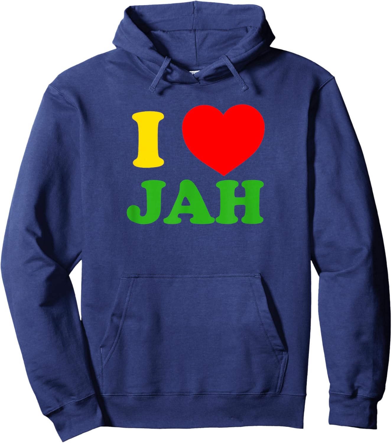 I LOVE JAH Reggae Rasta Clothing & Women Selassie Hoodie - Hoodie | Navy