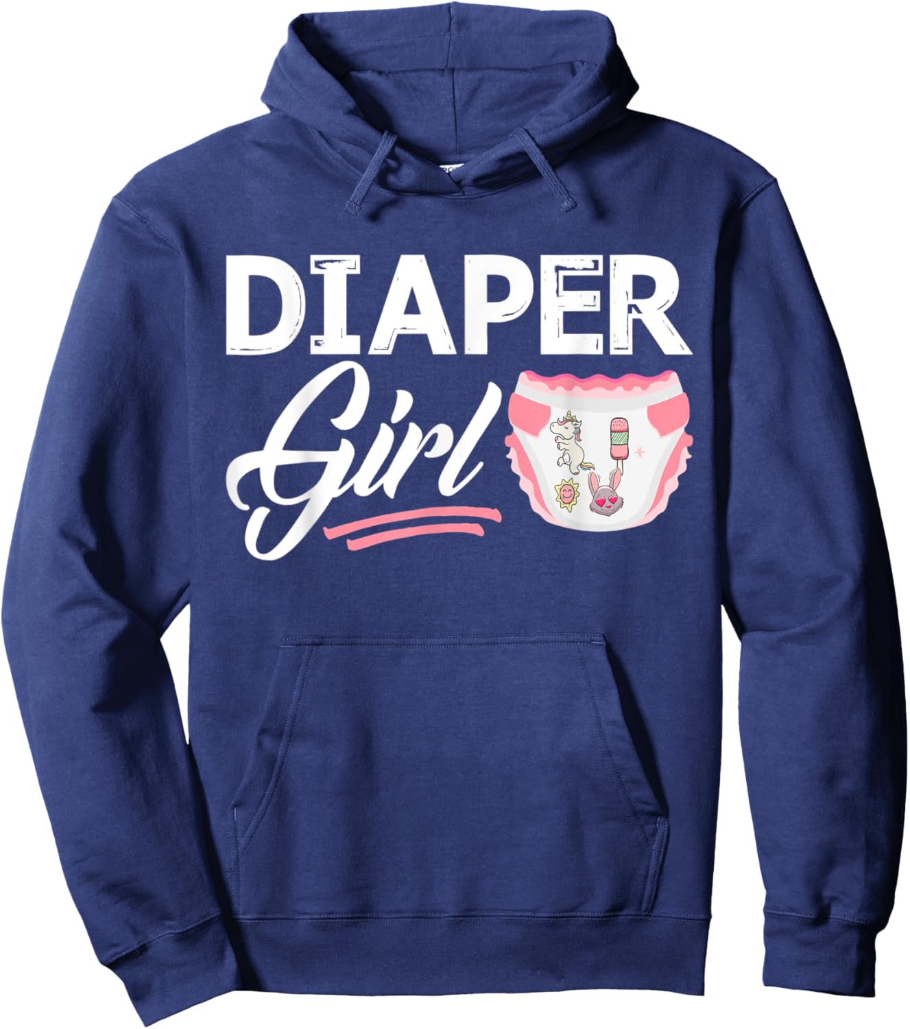 Diaper Girl Baby Diaper Boy Padded Princess Little One Girl Hoodie - Hoodie | Navy