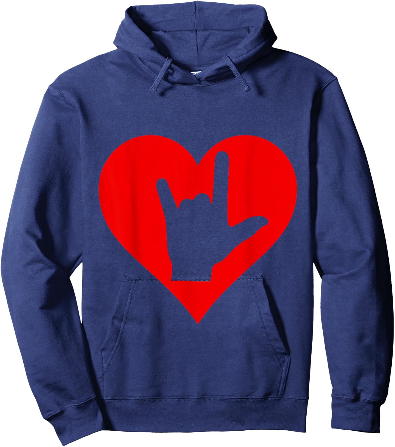 ASL Heart American Sign Languages Day Hand Talking Hoodie - Hoodie | Navy