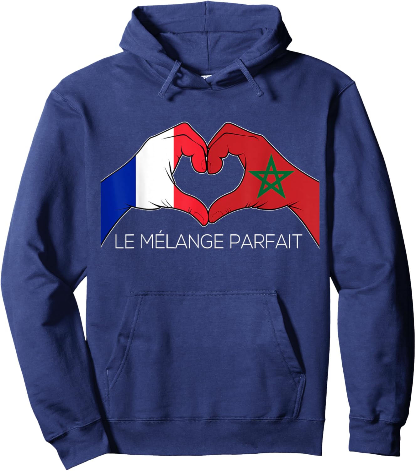 France and Morocco French Moroccan Le Mélange Parfait Coeur Hoodie - Hoodie | Navy