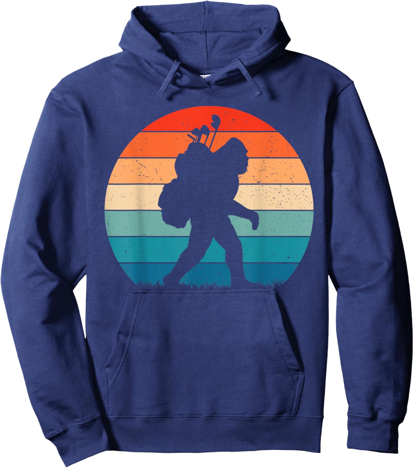 Funny Bigfoot Golf Vintage Retro Sasquatch Playing Golf Gift Hoodie - Hoodie | Navy