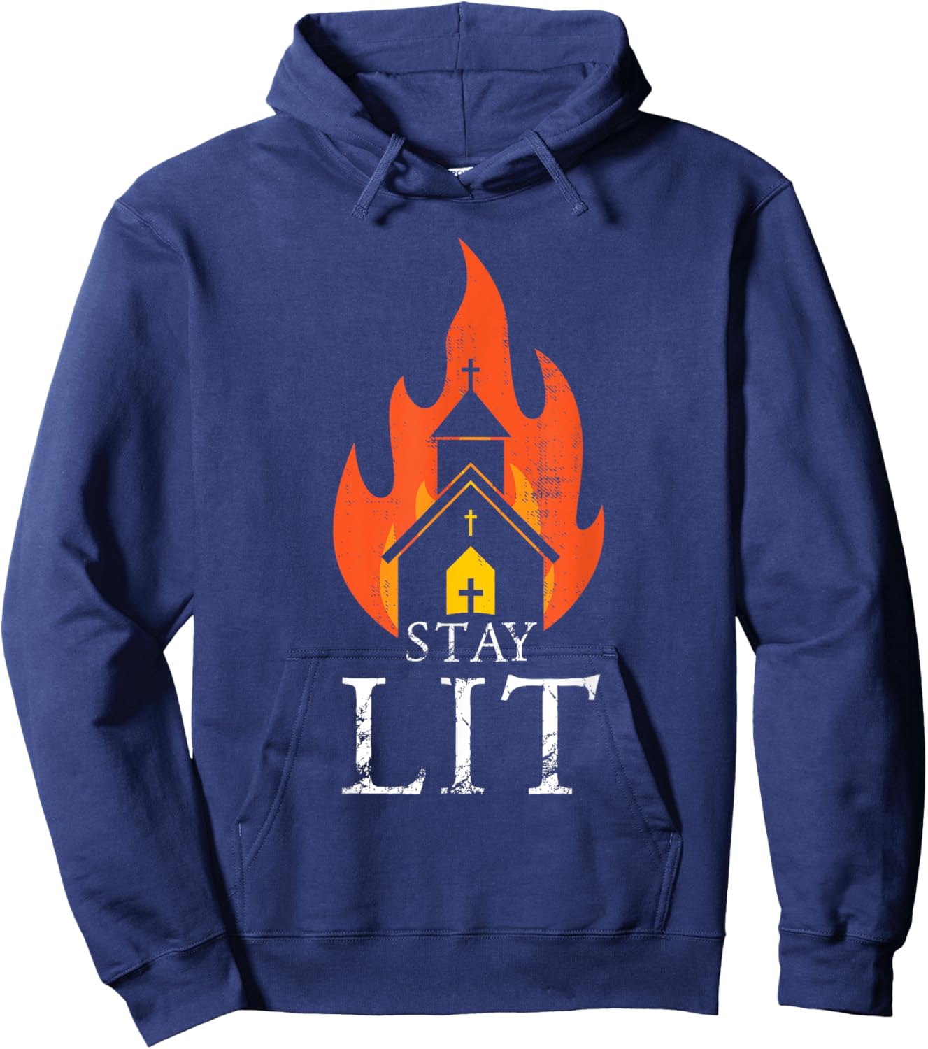 Stay lit Occult Burning Church - Unholy Antichrist Halloween Hoodie - Hoodie | Navy