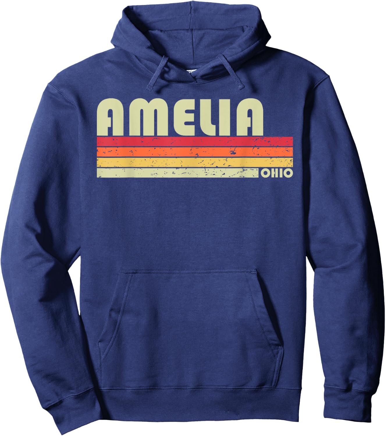 AMELIA OH OHIO Funny City Home Roots Gift Retro 70s 80s Hoodie - Hoodie | Navy