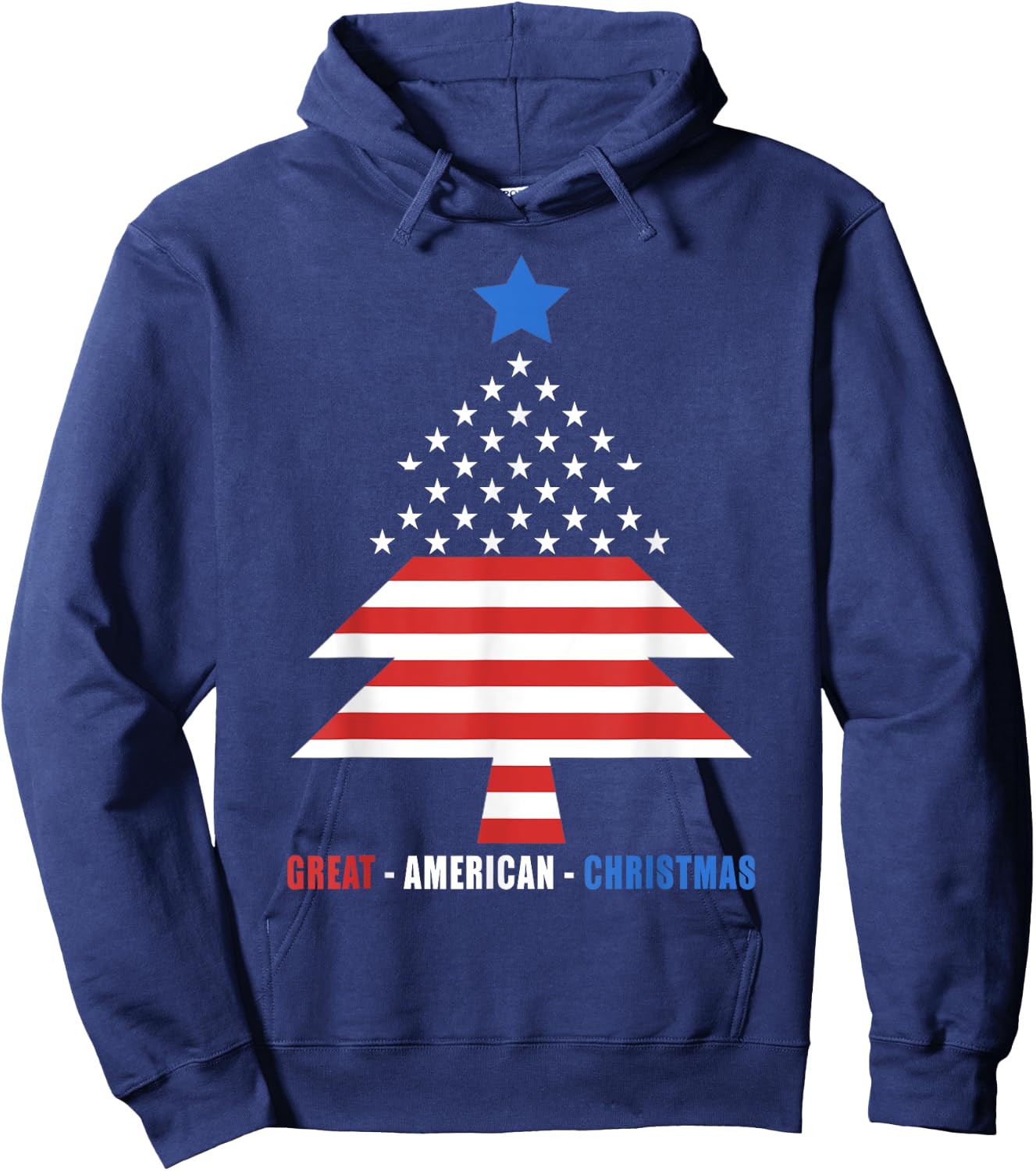 Great American Christmas Patriotic Christmas Tree Women Kids Men Hoodie - Hoodie | Navy