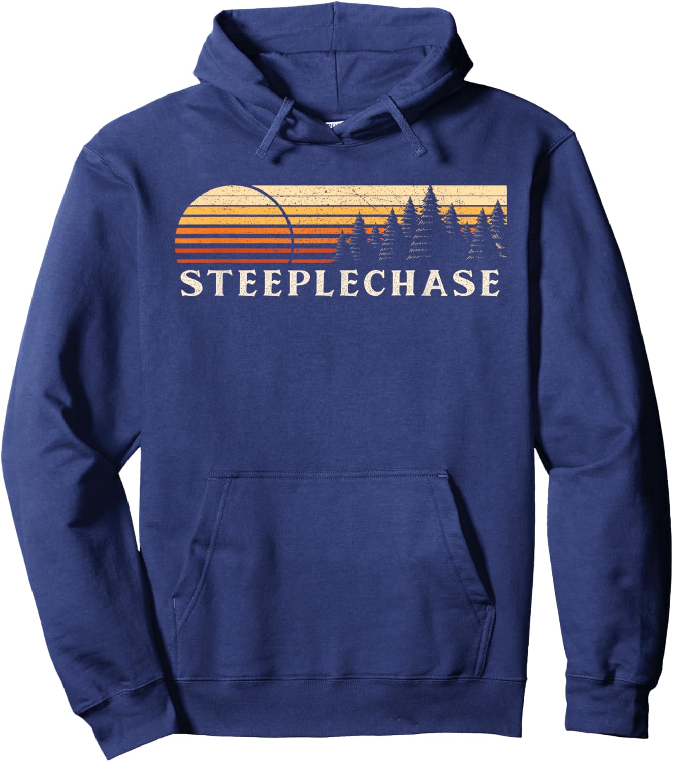 Steeplechase, AZ Vintage Evergreen Sunset Eighties Retro Hoodie - Hoodie | Navy
