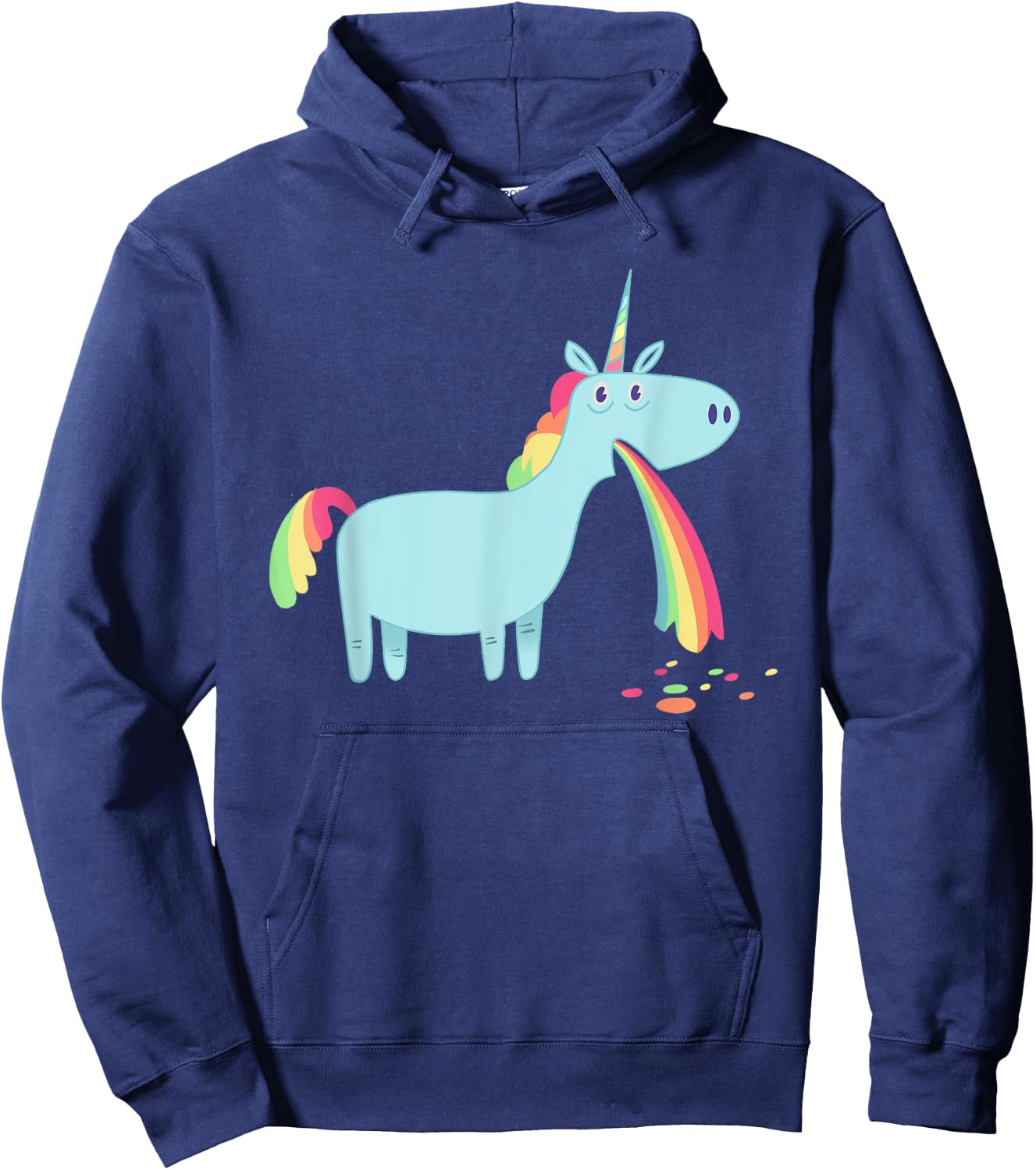 Unicorn vomiting rainbow spew graphic Hoodie - Hoodie | Navy