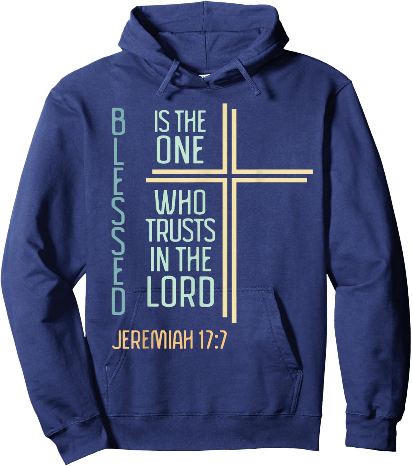Christian Bible Verse Blessed Jeremiah Retro Cross Women Hoodie - Hoodie | Navy