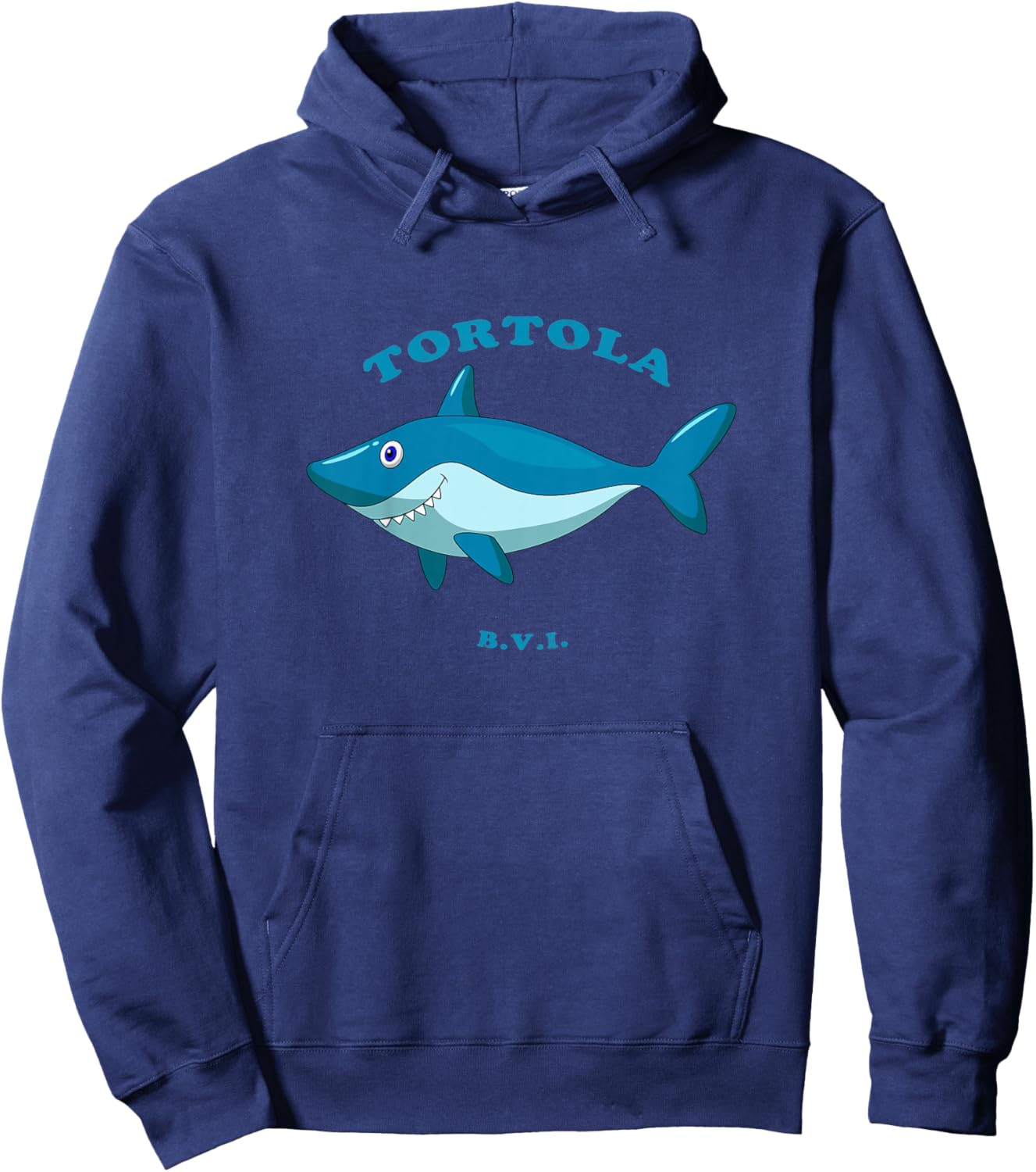 Kids Children's Tortola, BVI Shark Vacation Hoodie - Hoodie | Navy