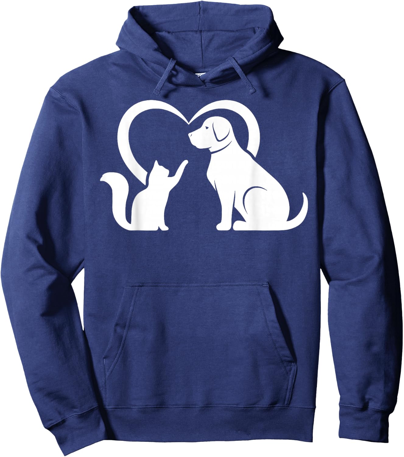 Dog Puppy and Baby Cat Heart - Animal Dog & Cat Heart Hoodie - Hoodie | Navy
