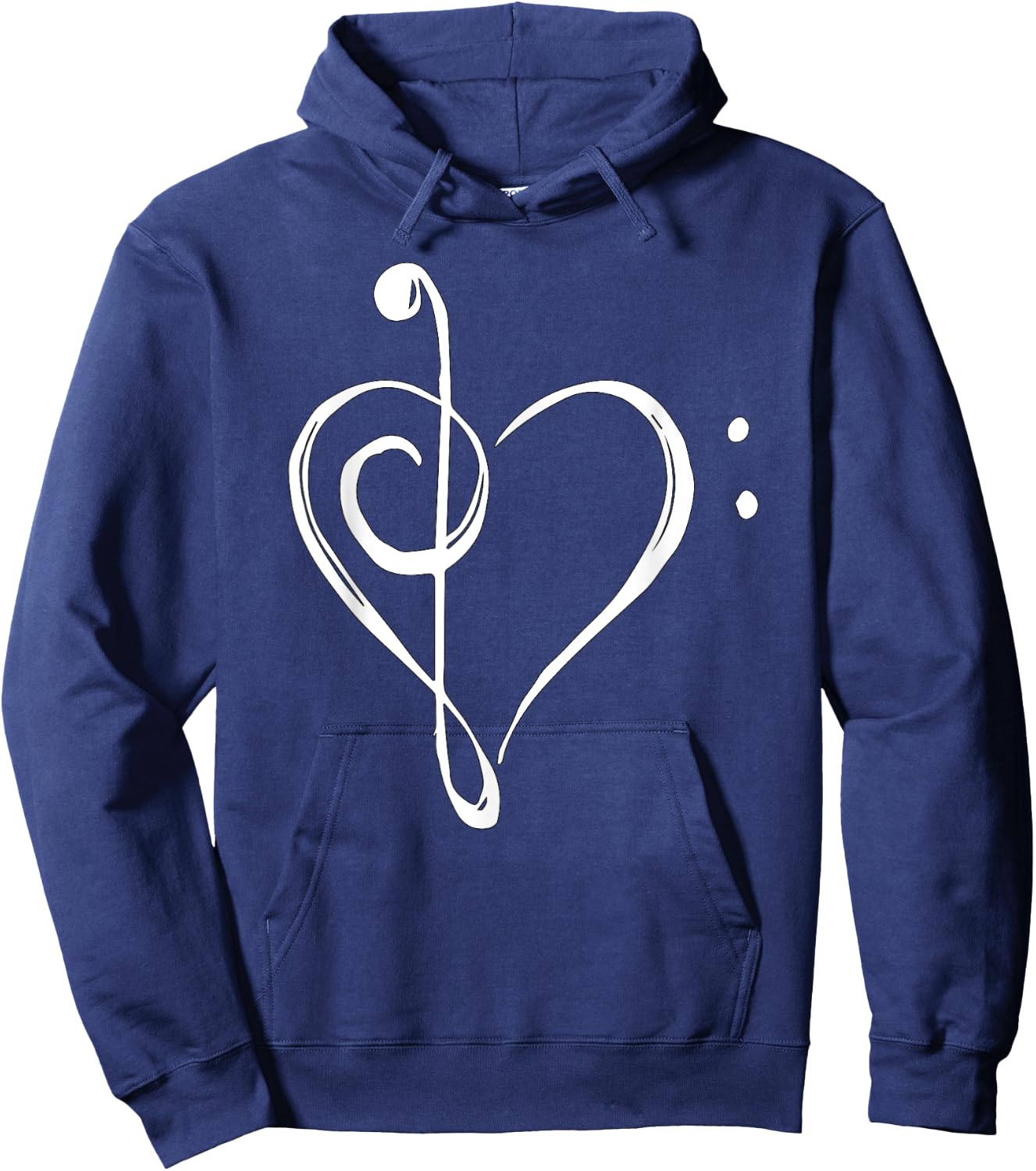 Love Music - Treble and Bass Clef Heart Hoodie - Hoodie | Navy
