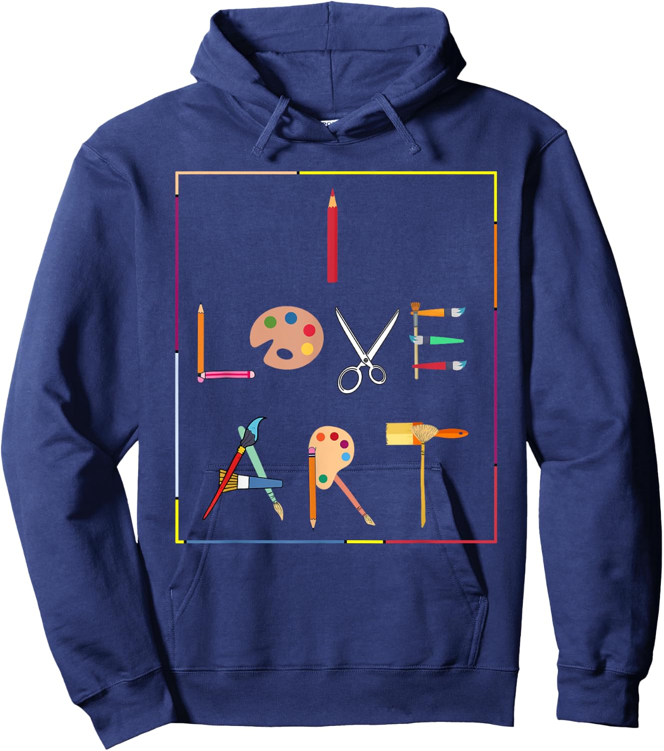 Inspiring Saying I Love Art Artist Appreciation Women Men Hoodie - Hoodie | Navy