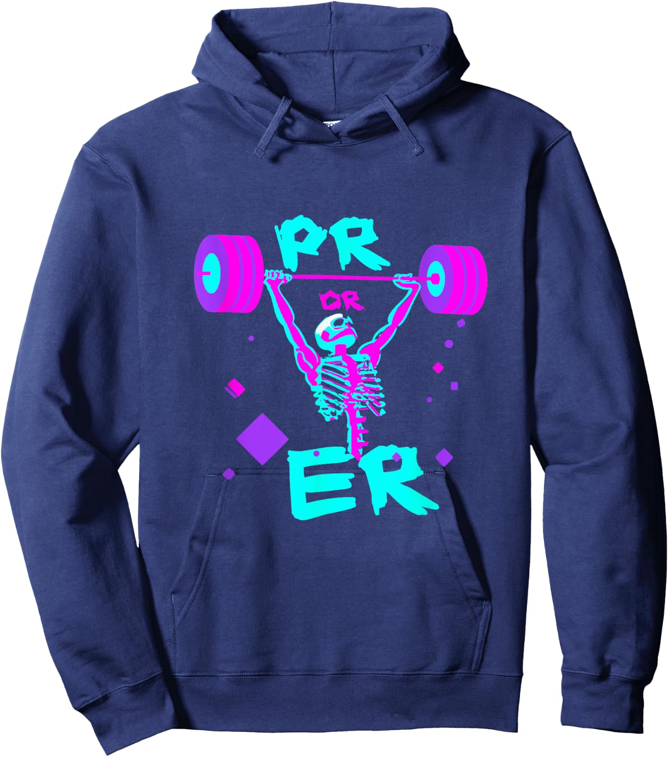 Funny Weight Lifting Power Lifting Vaporwave Meme 80s Neon Hoodie - Hoodie | Navy