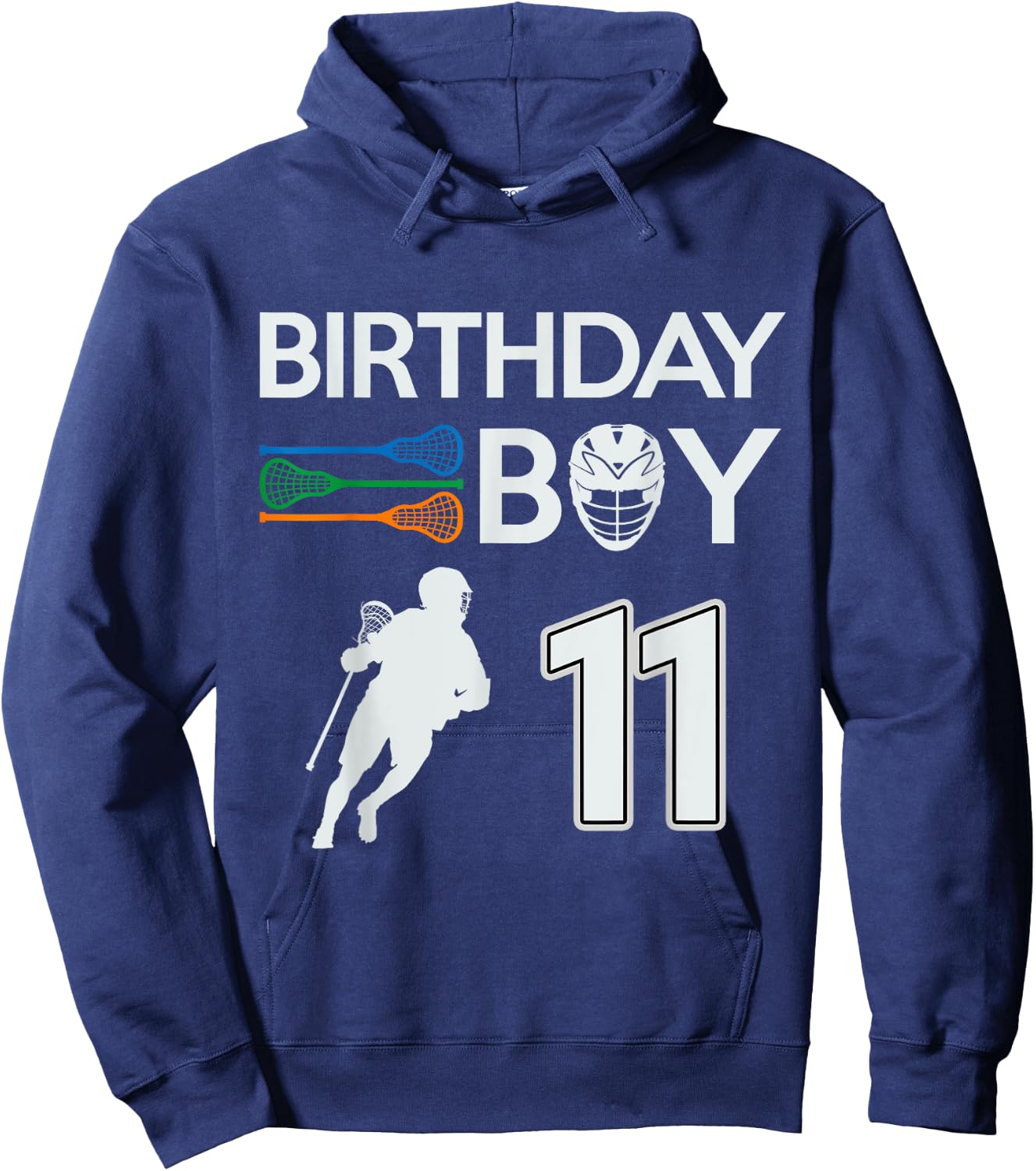 11 Years Old Birthday Boy Lacrosse LAX Player Boys Kids Hoodie - Hoodie | Navy