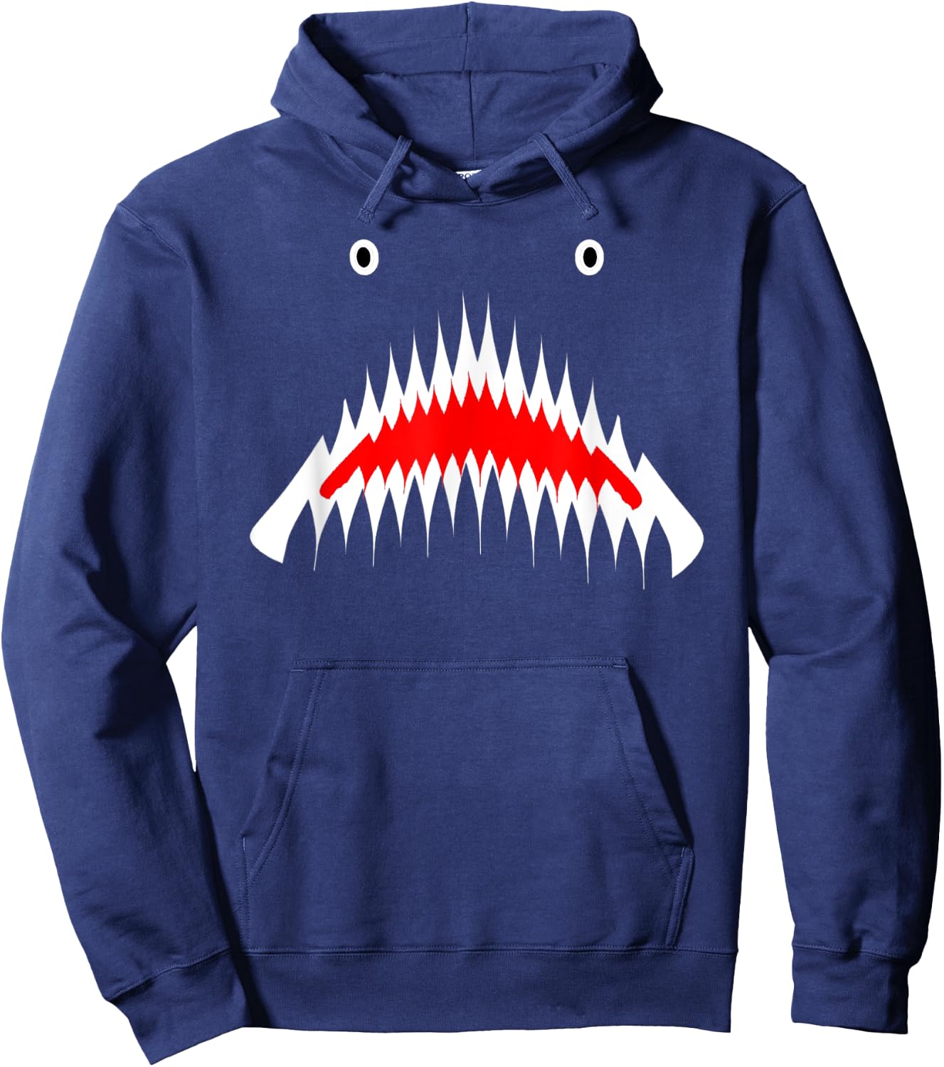 Shark Face Sharp Teeth Animal Halloween Cosplay Costume Gift Hoodie - Hoodie | Navy