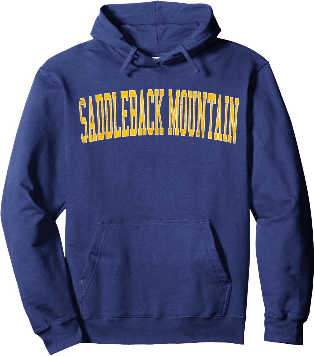 Vintage Saddleback Mountain Distressed Gold Varsity Style Hoodie - Hoodie | Navy