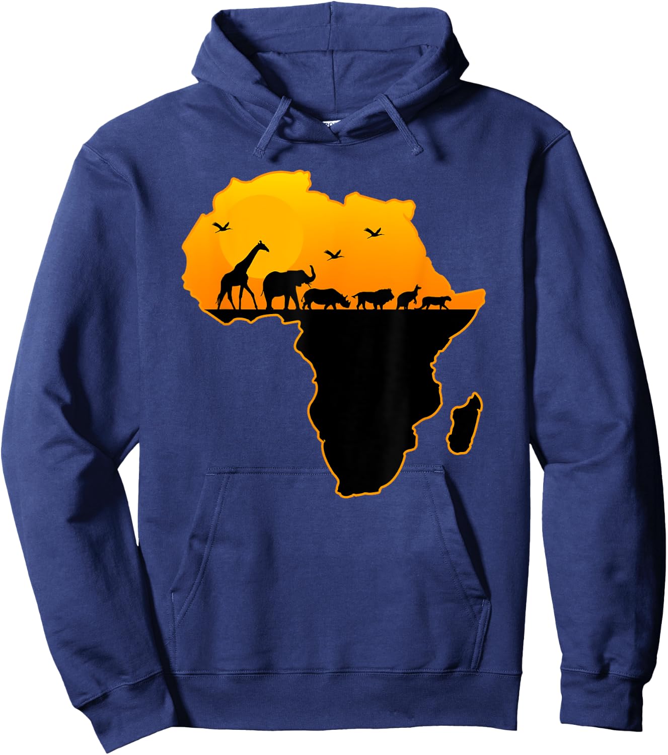Exotic Safari Animals Silhouette Sizzling Africa Continent Hoodie - Hoodie | Navy