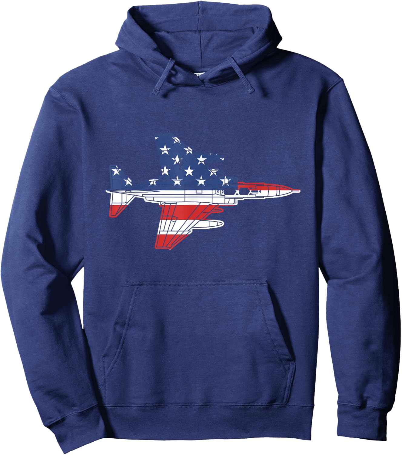 F-4 Phantom Fighter Jet Airplane Schematic American Flag F4 Hoodie - Hoodie | Navy