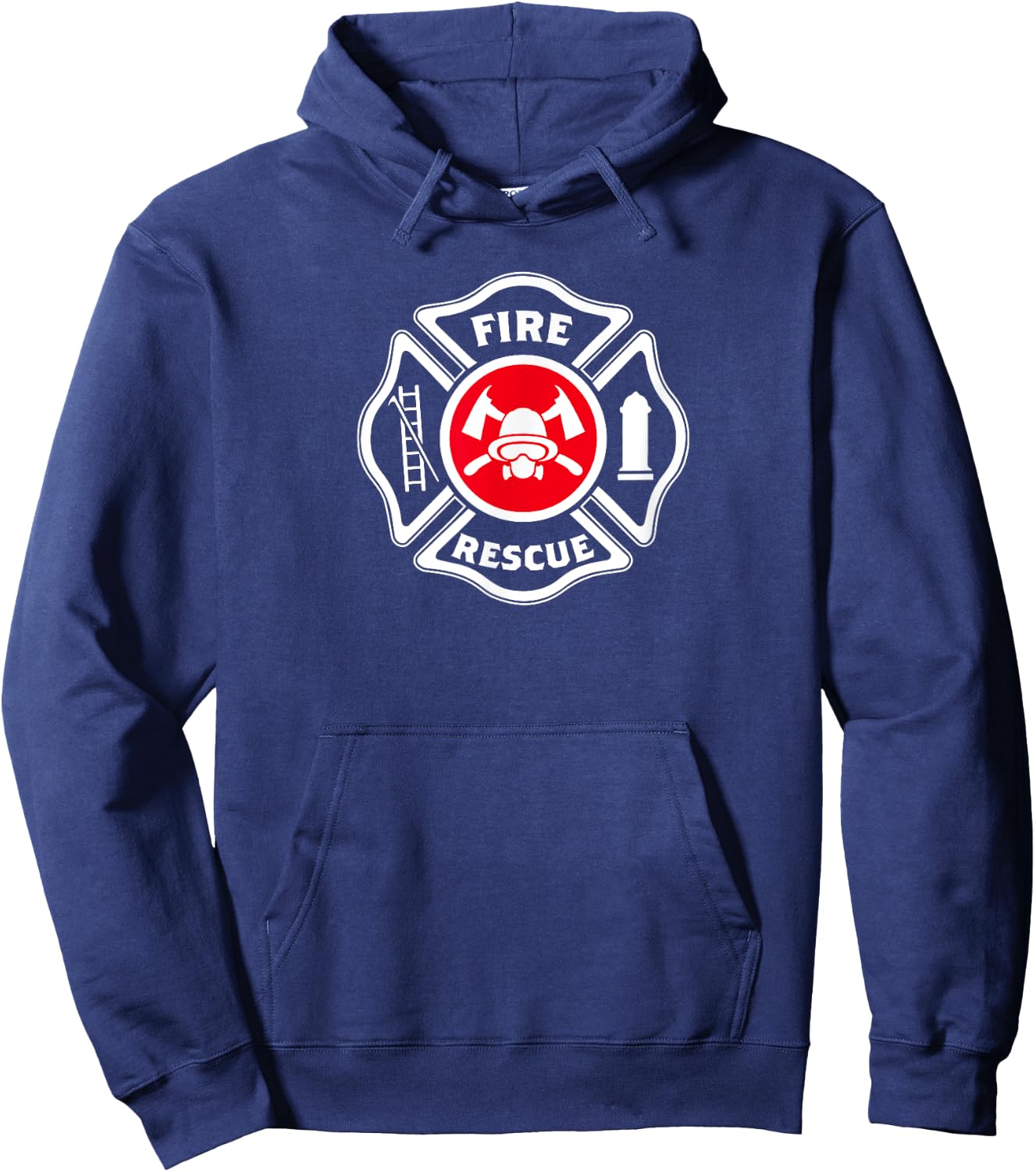 Fire & Rescue Maltese Cross Firefighter Gift Hoodie - Hoodie | Navy