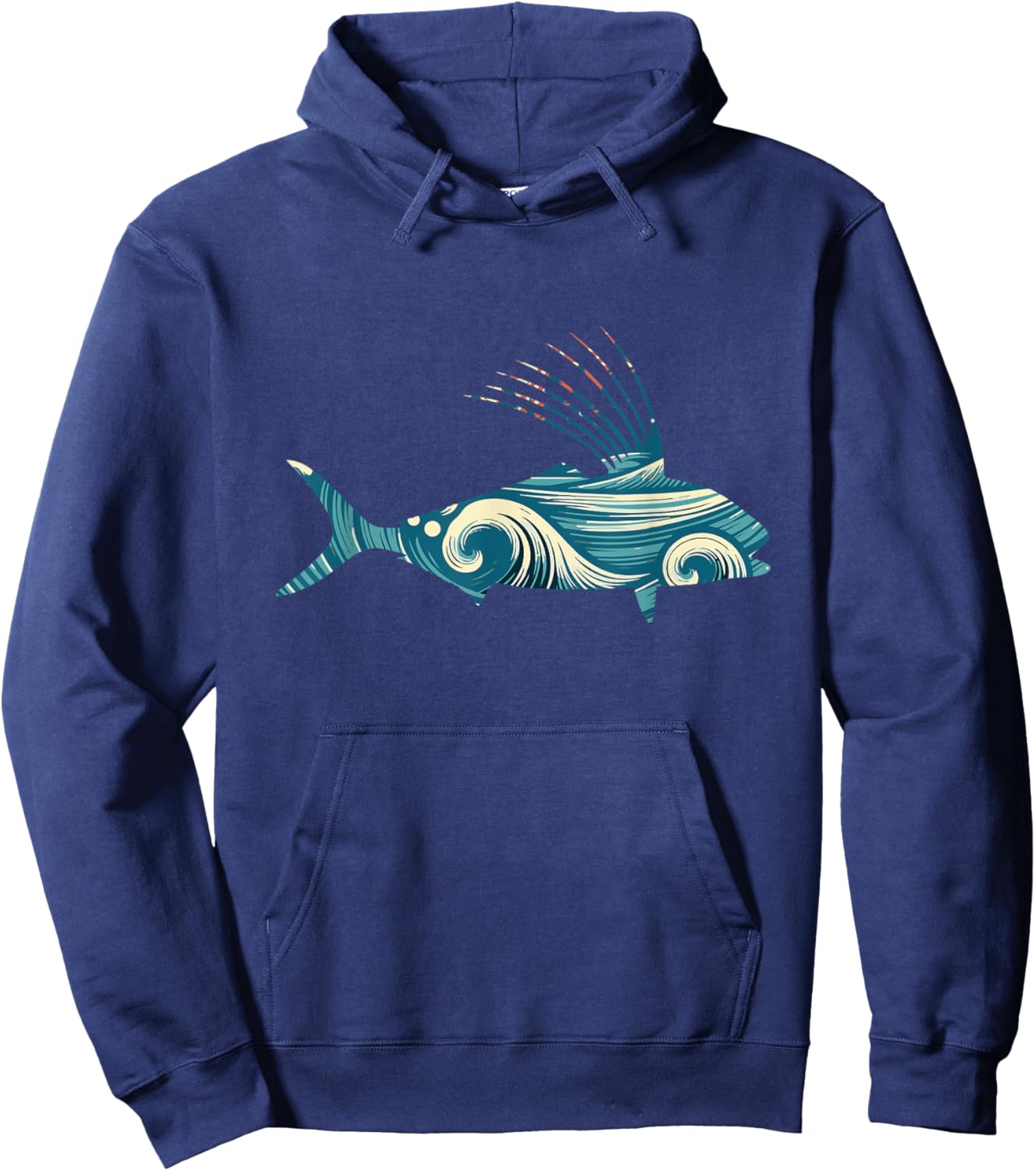 Classic Reef Trawlers Retro Roosterfish Fishermens Vintage Fins Black -Adults Hoodie - Hoodie | Navy