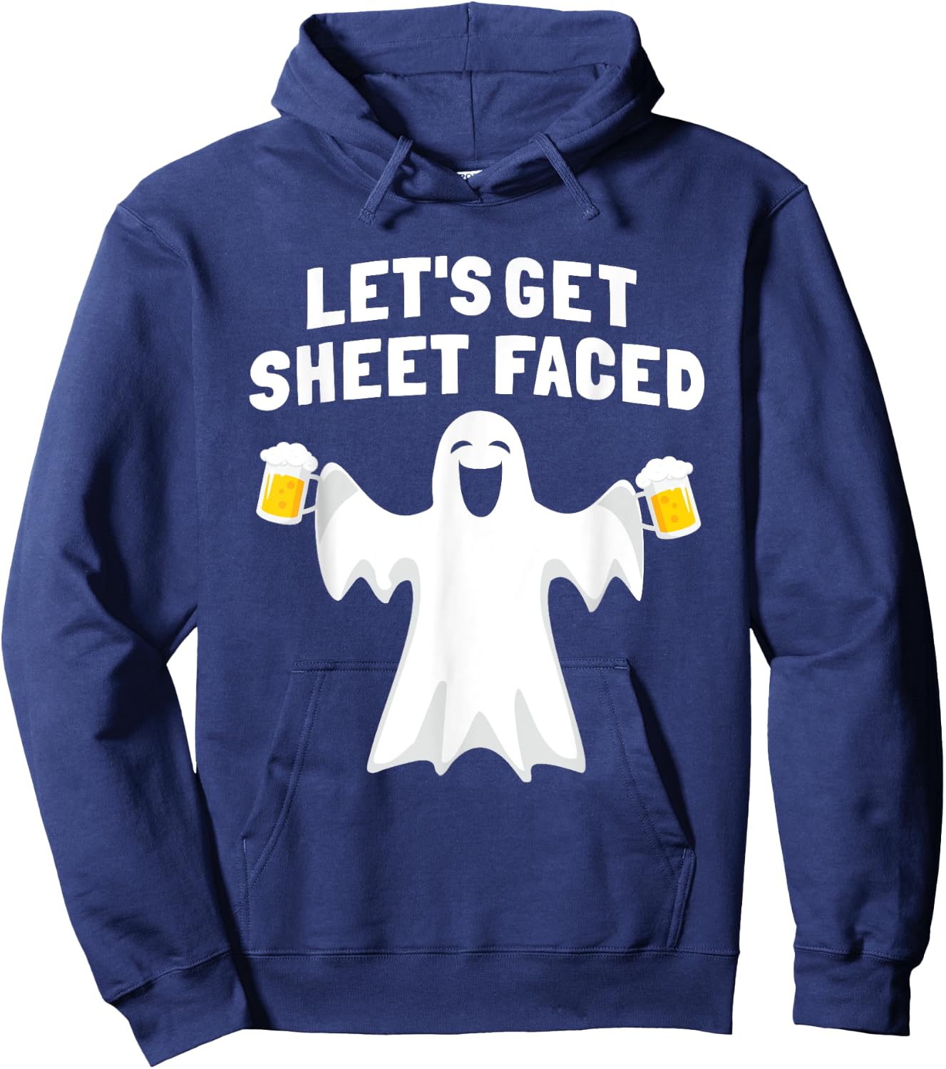 Lets Get Sheet Faced Funny Ghost Halloween Party Drinking Hoodie - Hoodie | Navy