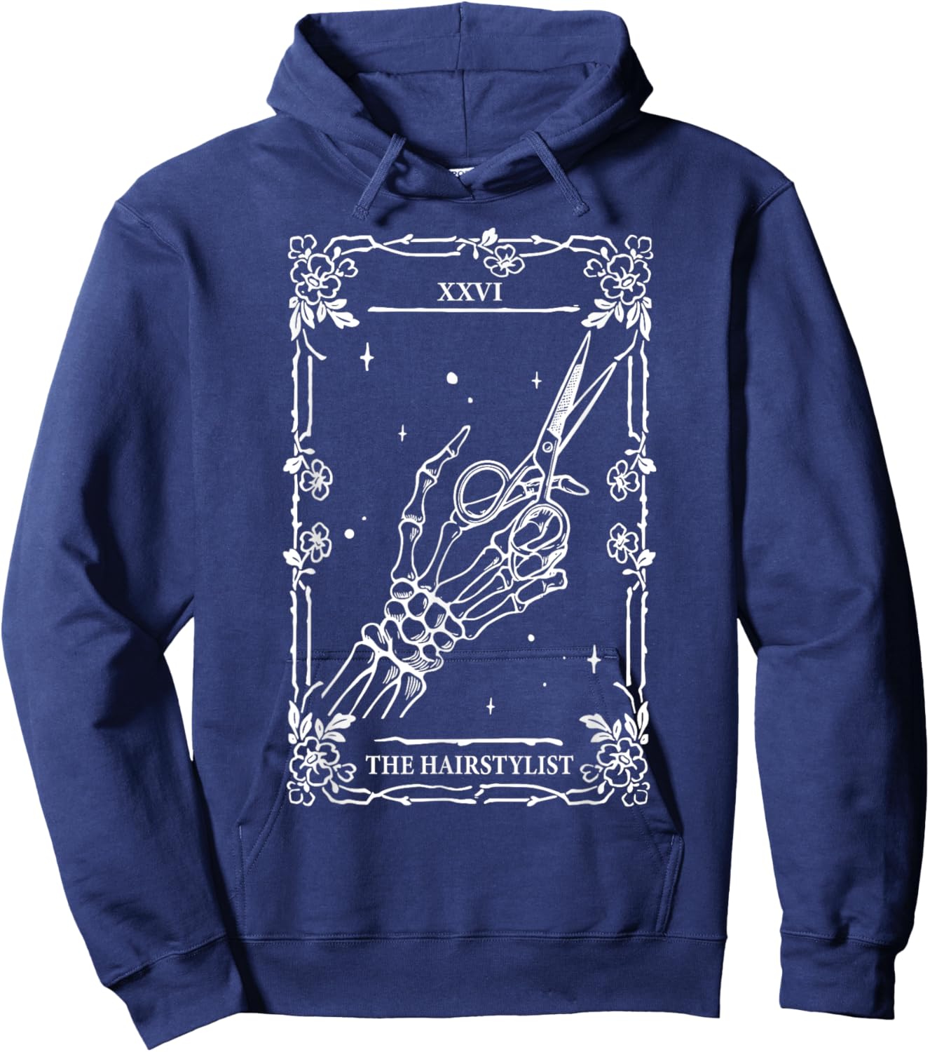 The Hairstylist Tarot Card Skeleton Hand Salon Hairdresser Hoodie - Hoodie | Navy