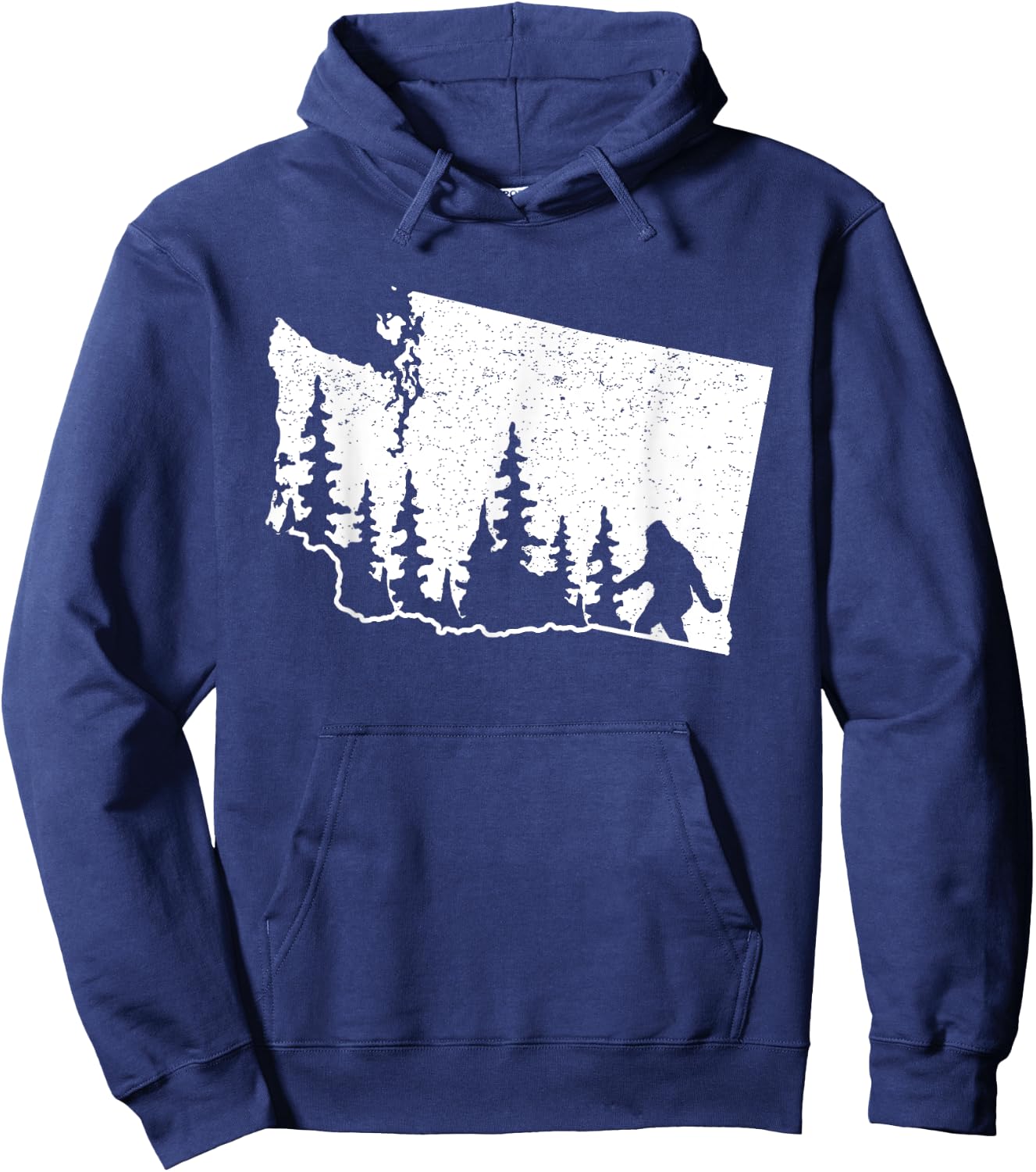Washington Bigfoot Sasquatch & Trees Silhouette State Pride Hoodie - Hoodie | Navy
