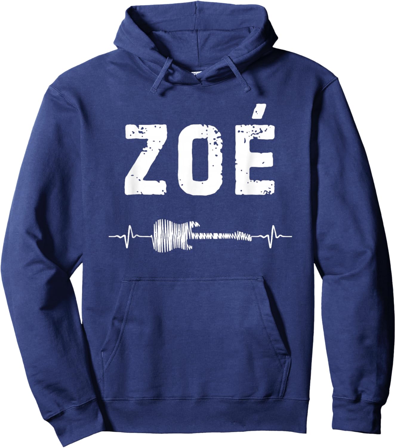 Zoé Guitar Heartbeat Music Guitarist Retro Vintage Hoodie - Hoodie | Navy