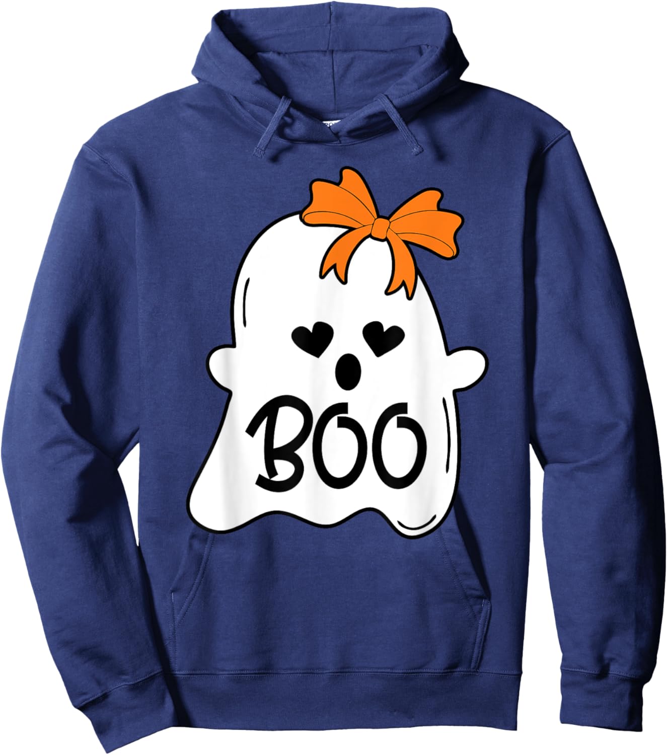 Ghost with Bow Boo Girls Halloween Hoodie - Hoodie | Navy