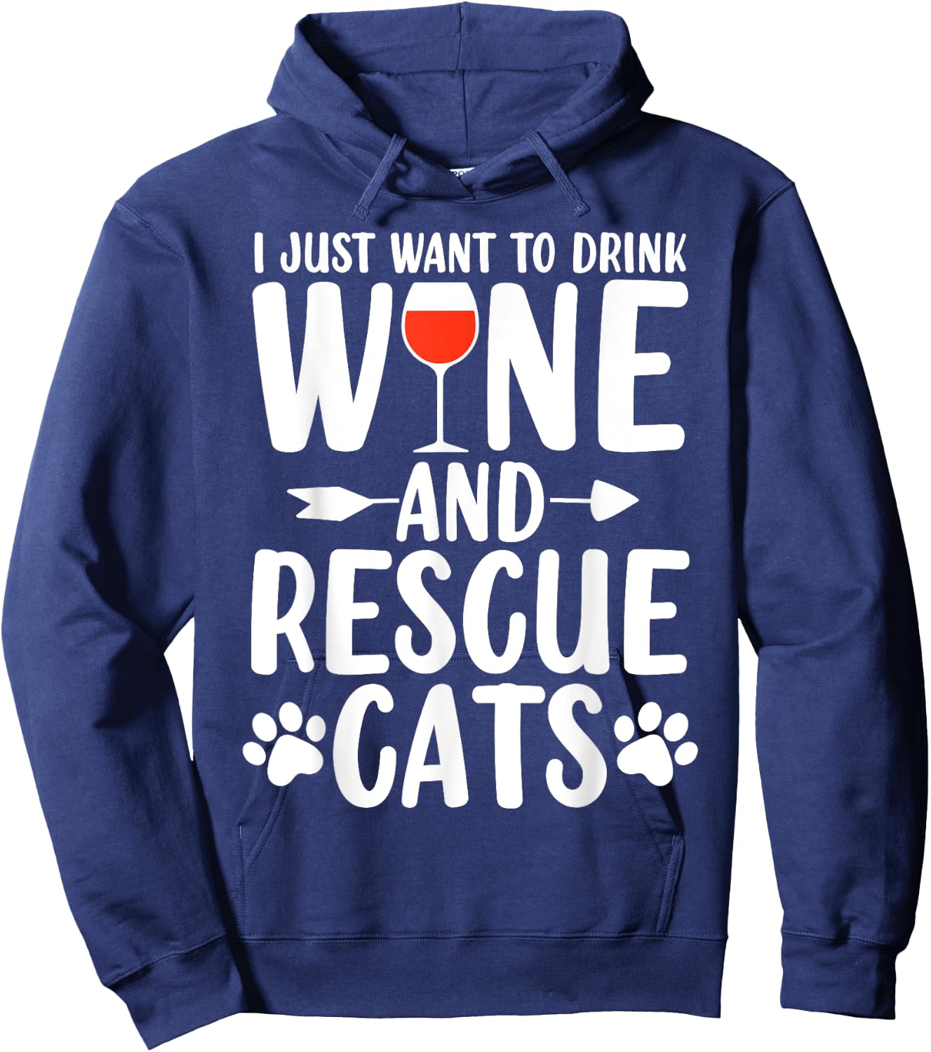 Drink Wine And Rescue Cats Animal Activist Funny Wine Lovers Hoodie - Hoodie | Navy