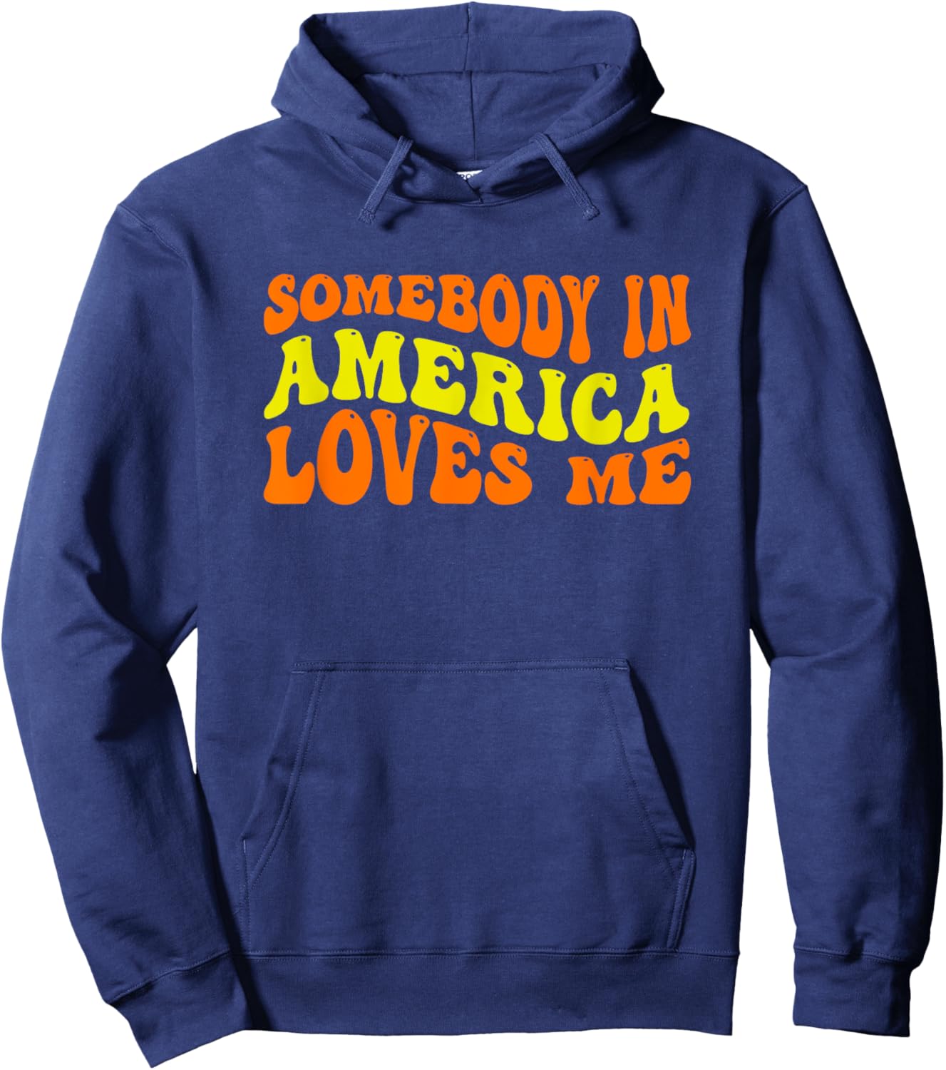 Somebody in America Loves Me in Groovy Wavy Text Hoodie - Hoodie | Navy