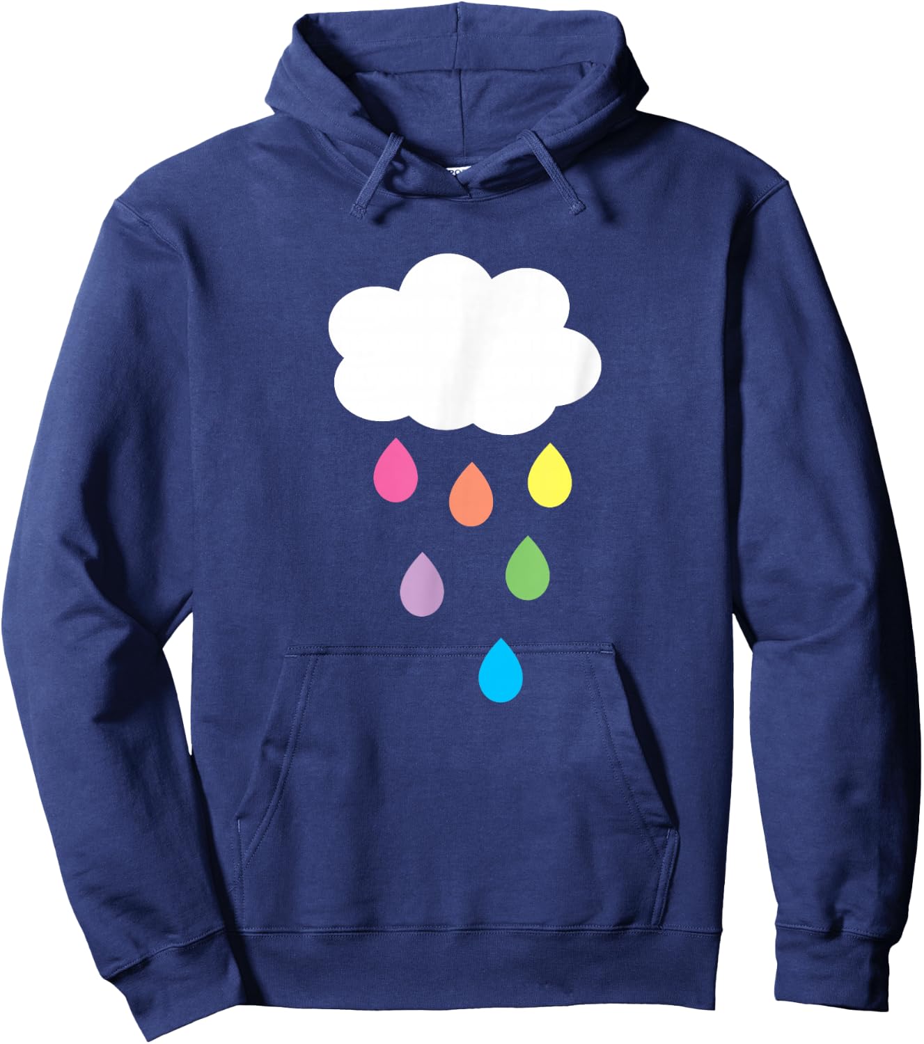 Cloud with Rainbow Raindrops Hoodie - Hoodie | Navy