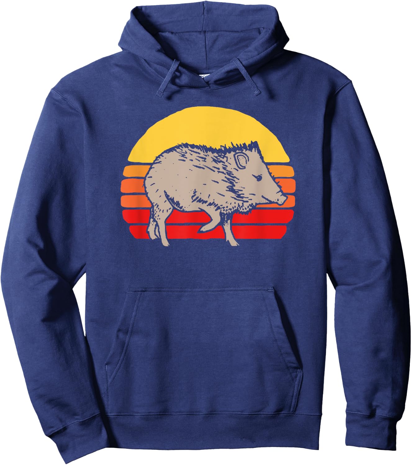 Javelina Vintage Retro 80s Sunset Cute Funny Arizona Hoodie - Hoodie | Navy