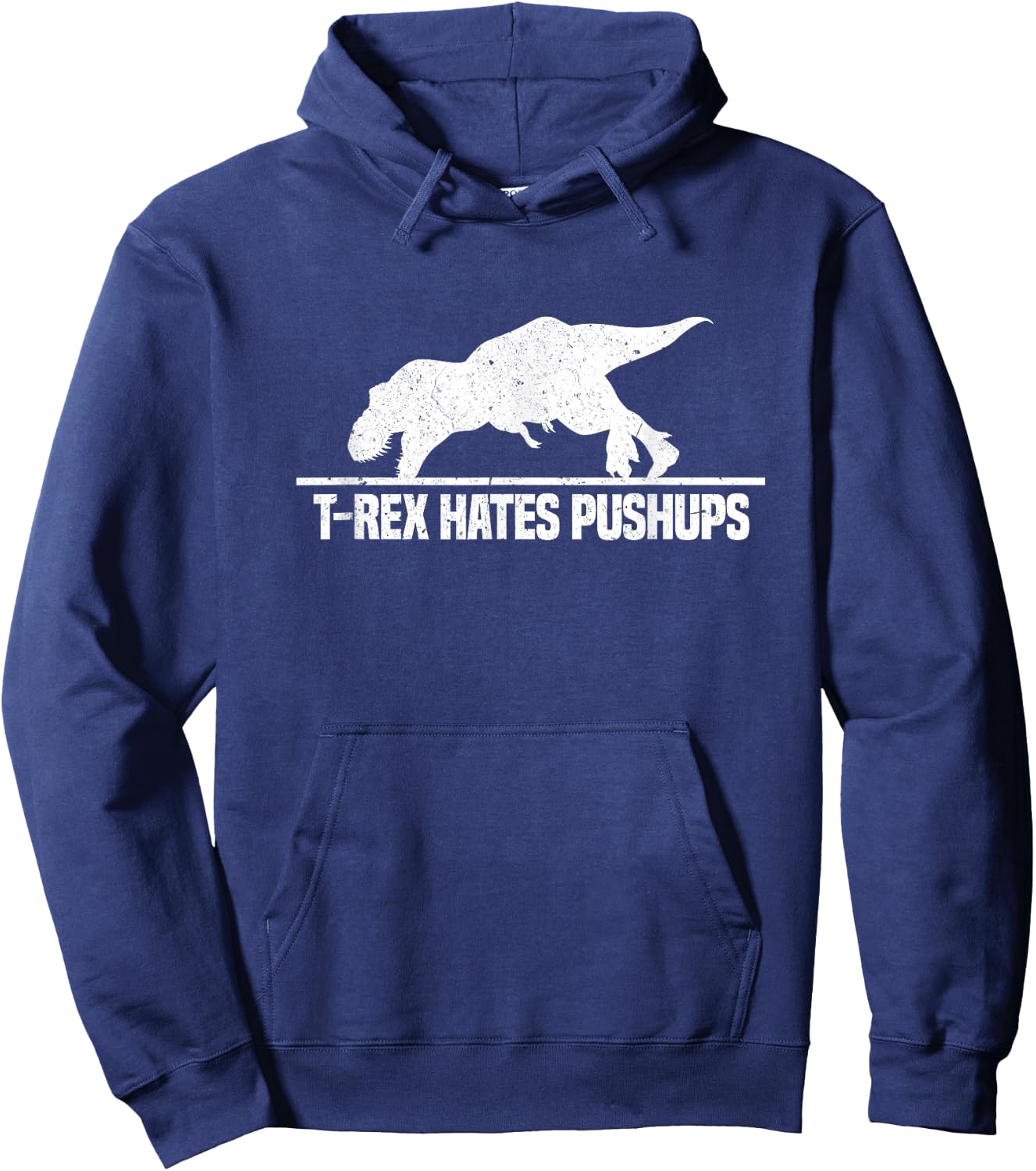 T Rex Hates Pushups Funny Dinosaur Workout Gym Vintage Hoodie - Hoodie | Navy