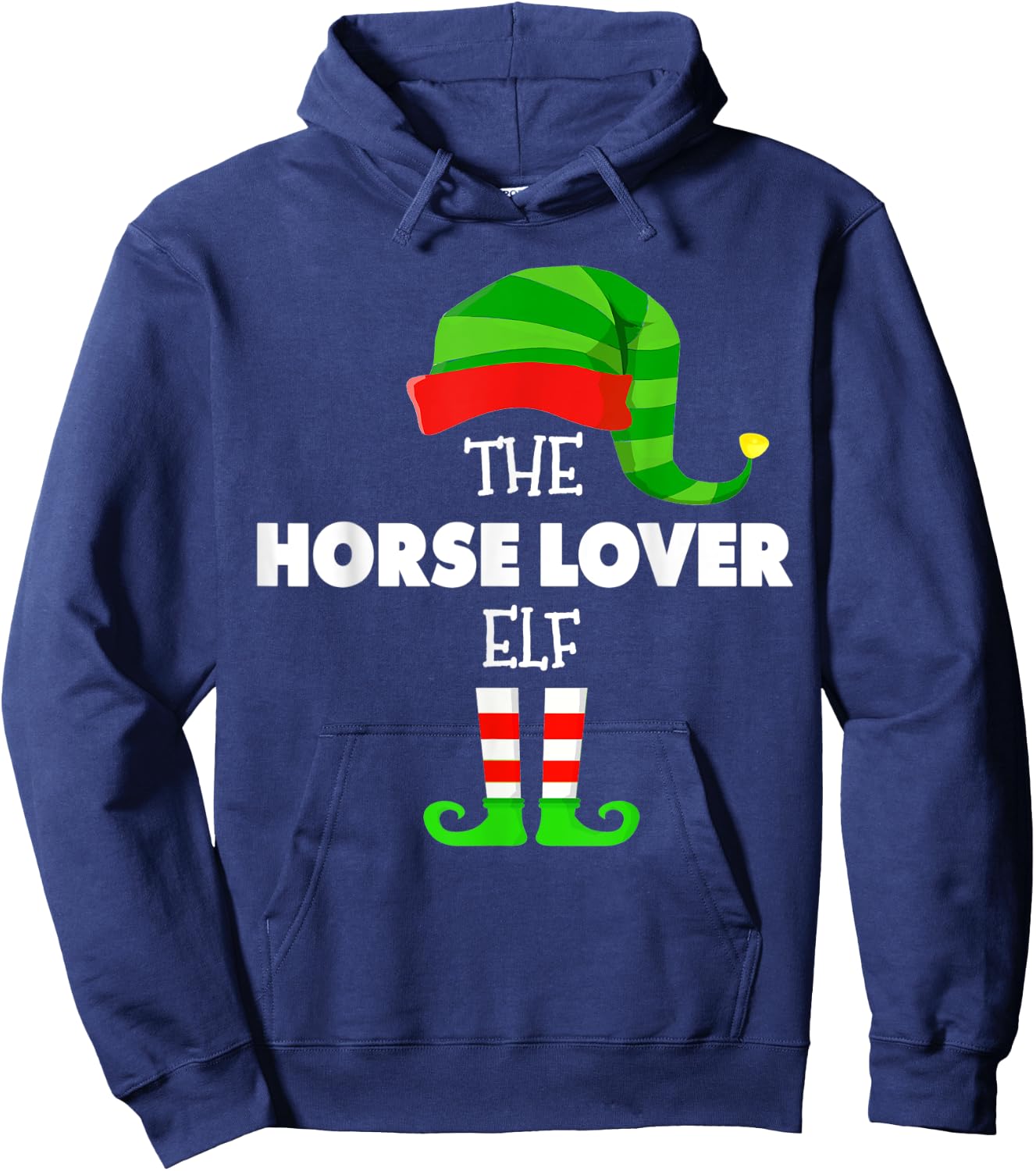 The HORSE LOVER ELF Group Matching Family Christmas PJS Hoodie - Hoodie | Navy