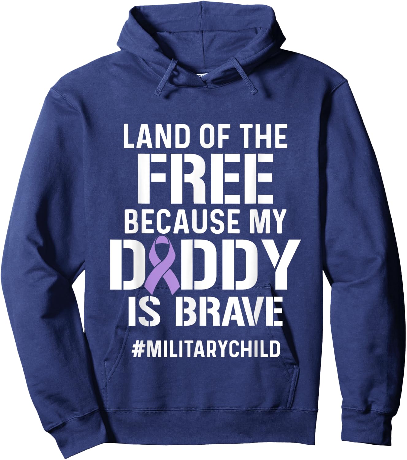 Military Child Month Purple Up Free Brave Dad Pride Hoodie - Hoodie | Navy