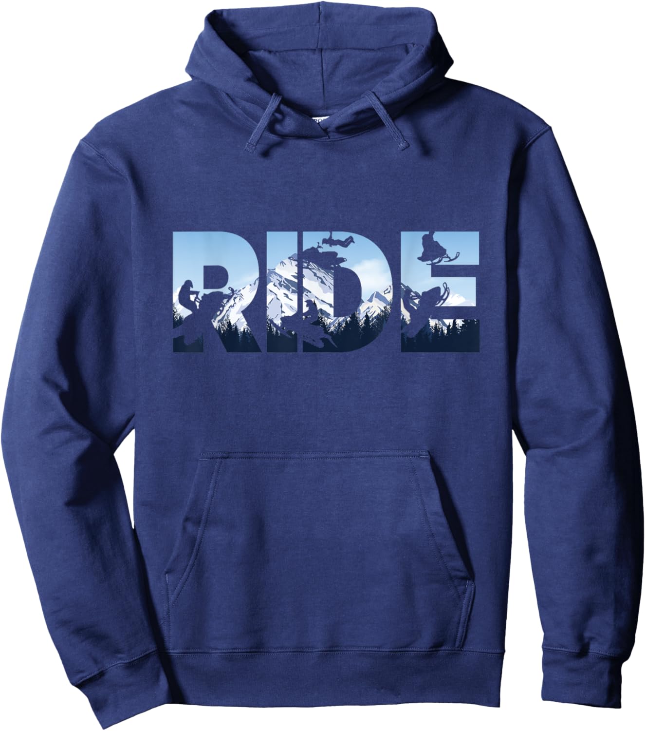 Snowmobile Ride Shirt Snow Mountain Motor Sled Winter Sport Hoodie - Hoodie | Navy
