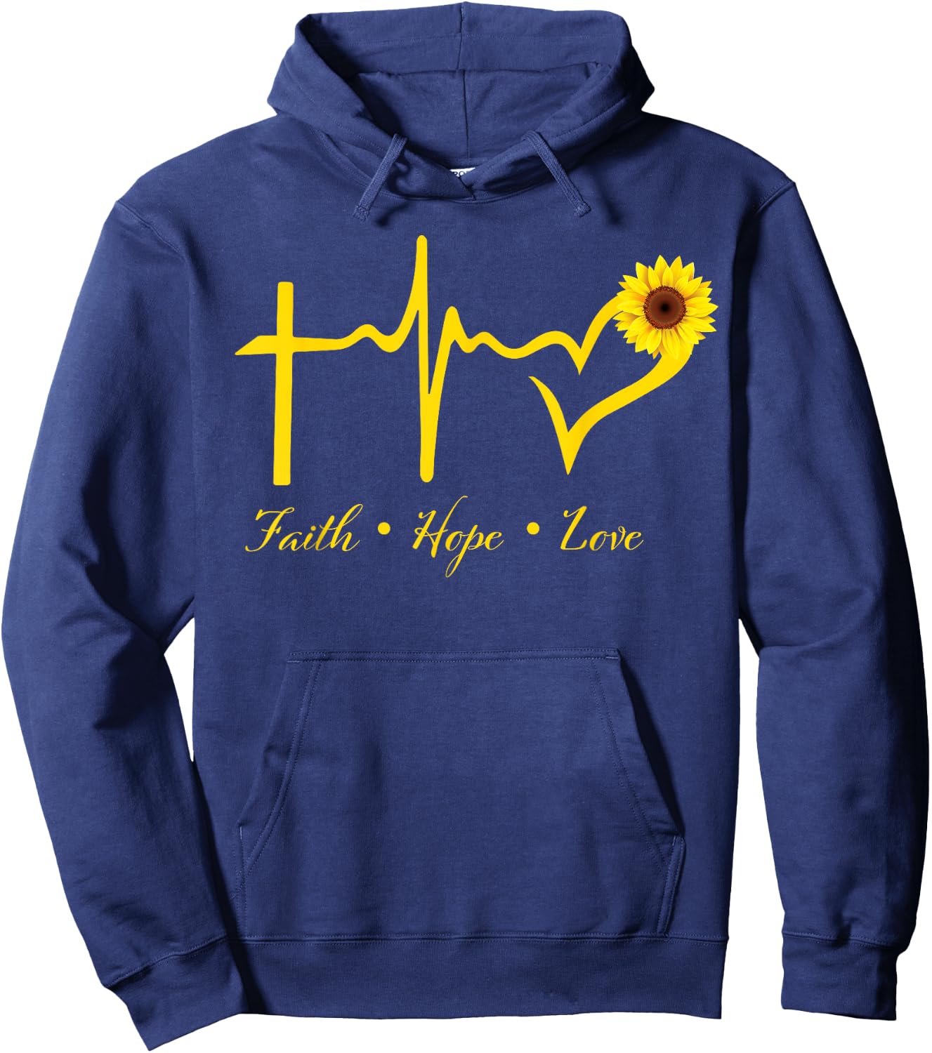 Faith Hope Love Christian Gifts Women Sunflower Religious Hoodie - Hoodie | Navy