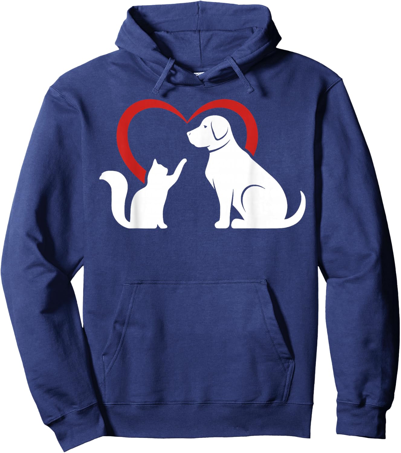Dog Puppy and Baby Cat Heart - Animal Dog & Cat Hoodie - Hoodie | Navy