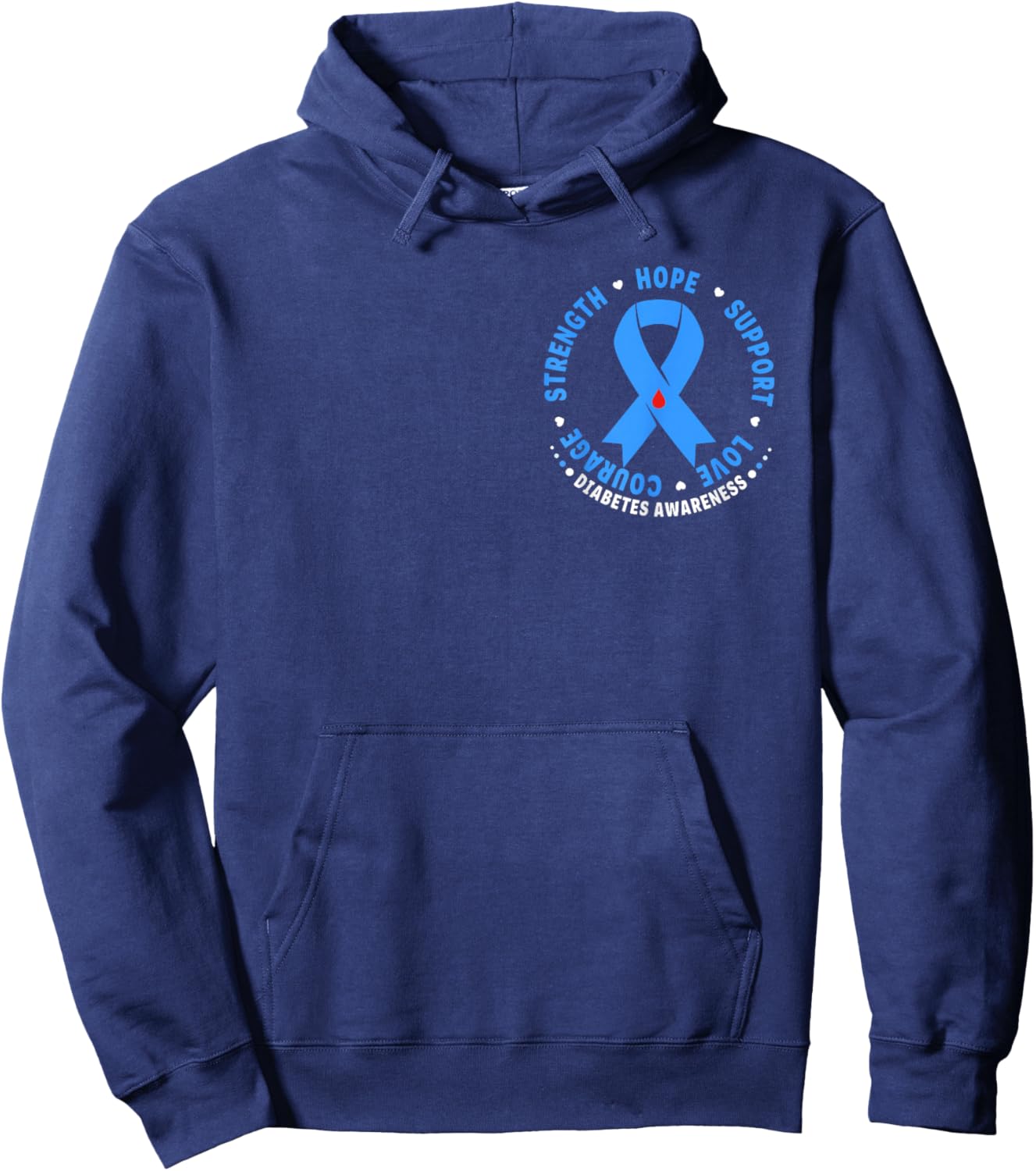 Diabetes Awareness Month Blue Love Ribbon Support T1D T2D Hoodie - Hoodie | Navy