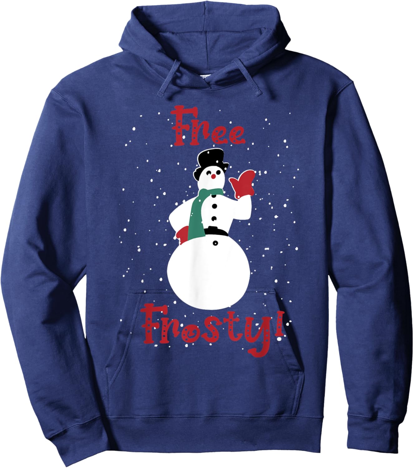 Free Frosty Snowman In Winter Snows White Xmas Hoodie - Hoodie | Navy