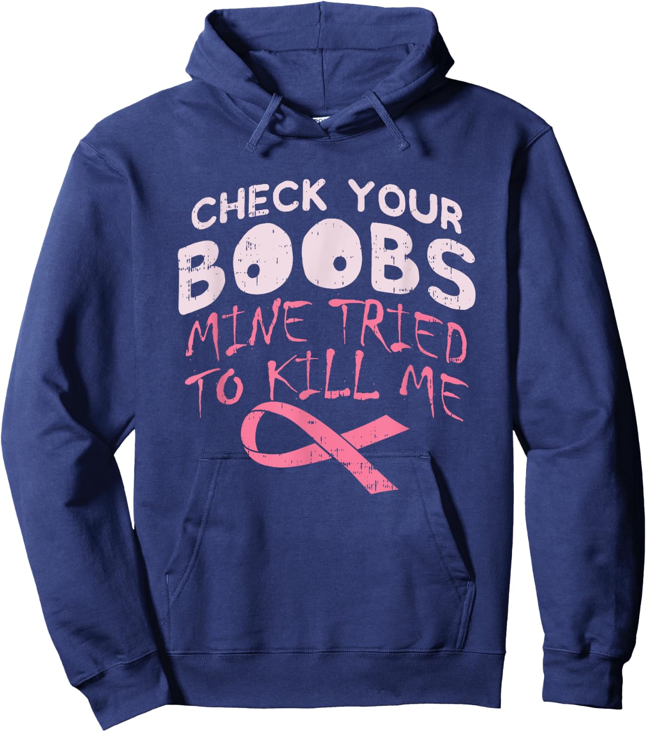 Check Boobs I Breast Cancer Awareness Disease Survivor Hoodie - Hoodie | Navy