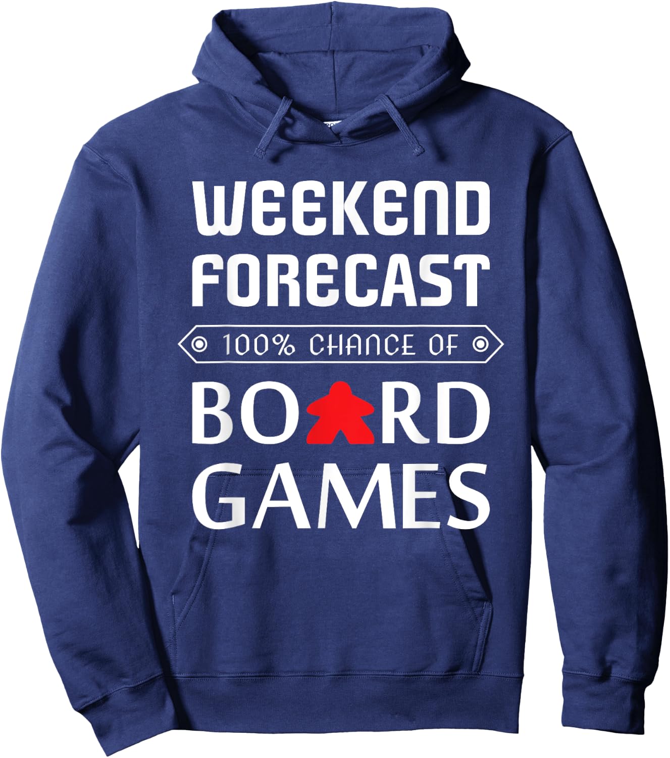 Red Meeple Weekend Forecast 100% Chance Of Board Games Hoodie - Hoodie | Navy